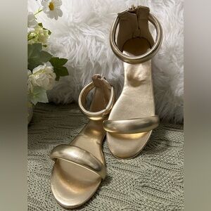 Gold Metallic Ankle-Strap Women’s Sandals